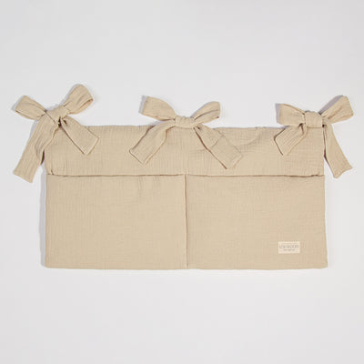 Organizador de cuna muselina beige algodón orgánico
