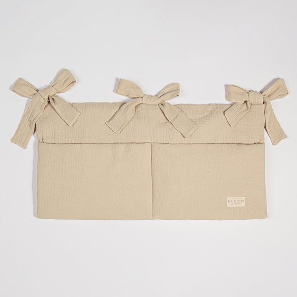 Organizador de cuna muselina beige algodón orgánico
