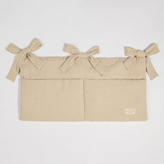 Organizador de cuna muselina beige algodón orgánico