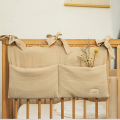 Organizador de cuna muselina beige algodón orgánico