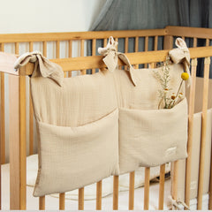 Organizador de cuna muselina beige algodón orgánico