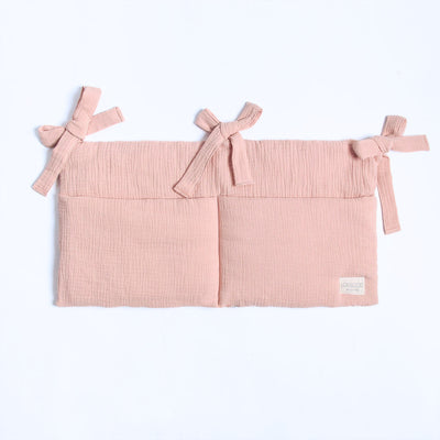 Organisateur de berceau en mousseline de coton bio rose pâle