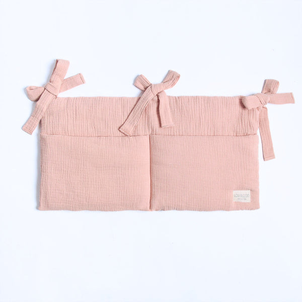 Organizador de cuna muselina rosa palo algodón orgánico