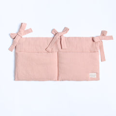 Organizador de cuna muselina rosa palo algodón orgánico