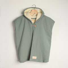 Capa de baño muselina verde eucalipto en algodón orgánico 500gsm