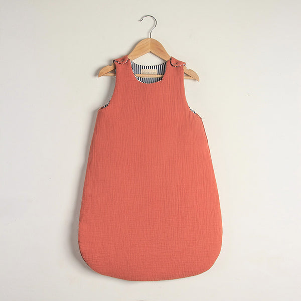 Saco de dormir muselina terracotta en algodón orgánico TOG 2,5