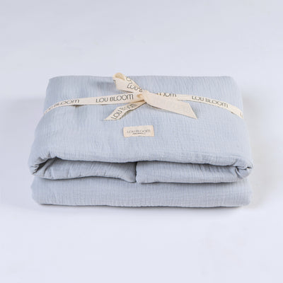 Manta Acolchada Bebé Muselina orgánica Celeste