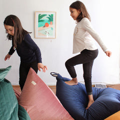 Pouf niño eco-terciopelo rosa palo