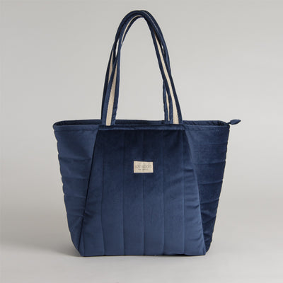 Bolso de maternidad eco-terciopelo azul marino