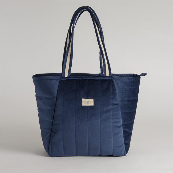 Bolso de maternidad eco-terciopelo azul marino