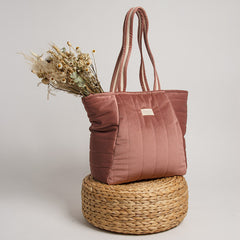 Bolso de maternidad eco-terciopelo rosa palo