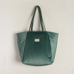 Bolso de maternidad eco-terciopelo verde eucalipto