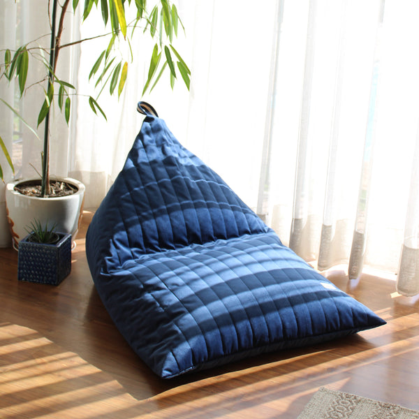 Pouf garçon en éco-velours bleu marine