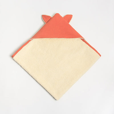 Serviette bébé en mousseline terracotta en coton bio 500gsm