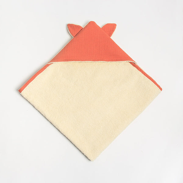 Serviette bébé en mousseline terracotta en coton bio 500gsm