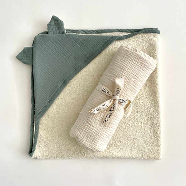 Kit Babyshower Toalla capucha + Maxi swaddle