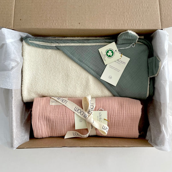 Kit Babyshower Toalla capucha + Maxi swaddle